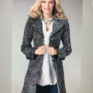 Cabi || Salt Pepper Tweed Long Jacket Medium